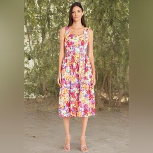 Maggy London Floral Midi Dress Coral NWT Vacation Resort Spring Break Easter